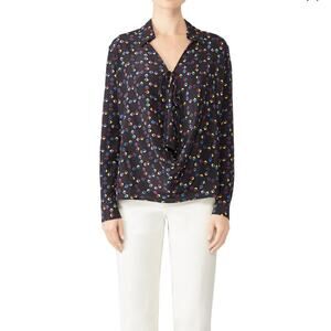 Derek Lam Silk geometric Collar Drape Blouse sz 10